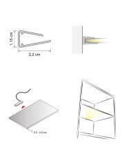 LED Glaskantenbeleuchtung >Hartford< in Kaltweiss - 6x1,1x2,2 (BxHxT)