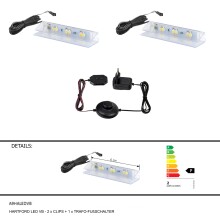 LED Glaskantenbeleuchtung >Hartford< in Kalt Weise...