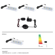LED Glaskantenbeleuchtung >Hartford< in Kalt Weise...