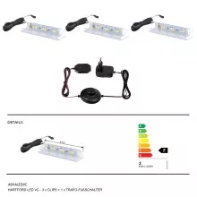 LED Glaskantenbeleuchtung >Hartford< in Kalt Weise...
