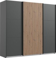 Schwebetürenschrank >Andorra< in Graphit / Artisan Eiche - 250x216x65cm (BxHxT)