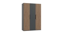 Drehtürenschrank >Andorra< in Graphit / Artisan-Eiche - 150x216x58cm (BxHxT)