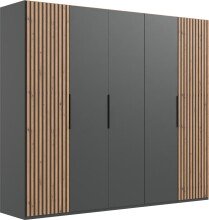 Drehtürenschrank >Andorra< in Graphit / Artisan-Eiche - 250x216x58cm (BxHxT)