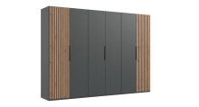 Drehtürenschrank >Andorra< in Graphit / Artisan-Eiche - 300x216x58cm (BxHxT)