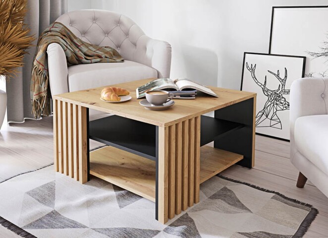 Couchtisch >Cardigan< in Artisan Eiche / Schwarz