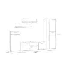 Wohnwand >Papagena< in Vintage / Beton - 277,4x182,9x39,5cm (BxHxT)