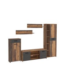 Wohnwand >Papagena< in Vintage / Beton - 277,4x182,9x39,5cm (BxHxT)
