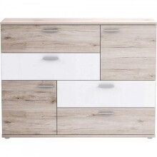 Sideboard >Saxe< in Sandeiche /Weiss - 125x95,9x41,3cm (BxHxT)