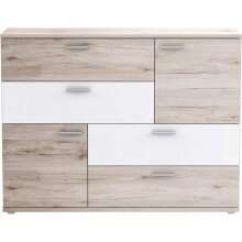 Sideboard >Saxe< in Sandeiche /Weiss - 125x95,9x41,3cm (BxHxT)
