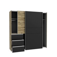 Schwebetürenschrank >Winn 2< in Flagstaff Eiche hell - 200,1x205x61,2cm (BxHxT)