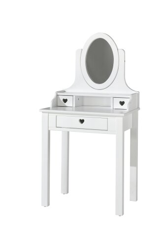 Schminktisch >AMORI< in Weiß aus Massiv Kiefer und MDF - 70x136x40cm (BxHxT)