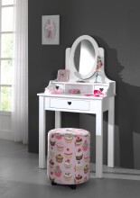 Schminktisch >AMORI< in Weiß aus Massiv Kiefer und MDF - 70x136x40cm (BxHxT)