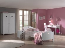 Jugendzimmer-Set >AMORI< in Weiß aus Massiv Kiefer und MDF