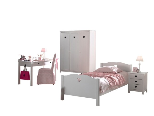 Jugendzimmer-Set >AMORI< in Weiß aus Massiv Kiefer und MDF