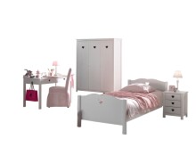 Jugendzimmer-Set >AMORI< in Weiß aus Massiv...