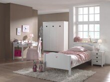 Jugendzimmer-Set >AMORI< in Weiß aus Massiv Kiefer und MDF