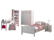 Jugendzimmer-Set >AMORI< in Weiß aus Massiv...