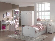 Jugendzimmer-Set >AMORI< in Weiß aus Massiv...