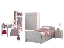 Jugendzimmer-Set >AMORI< in Weiß aus Massiv...