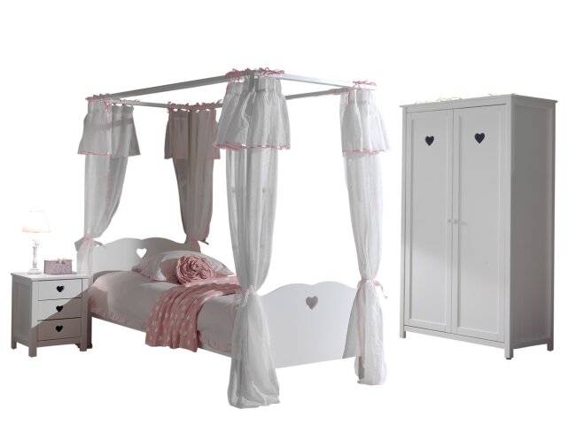 Jugendzimmer-Set >AMORI< in Weiß aus Massiv Kiefer und MDF