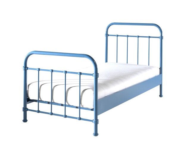 Metallbett >NEW YORK< in Blau aus Metall - 210x111x98cm (BxHxT)