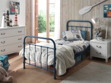Metallbett >NEW YORK< in Blau aus Metall -...
