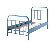 Metallbett >NEW YORK< in Blau aus Metall - 210x111x98cm (BxHxT)