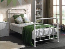 Metallbett >NEW YORK< in Weiß aus Metall -...