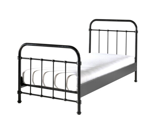 Metallbett >NEW YORK< in Schwarz aus Metall - 210x111x98cm (BxHxT)