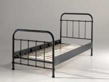 Metallbett >NEW YORK< in Schwarz aus Metall - 210x111x98cm (BxHxT)