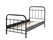 Metallbett >NEW YORK< in Schwarz aus Metall - 210x111x98cm (BxHxT)