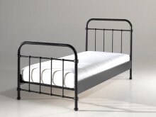 Metallbett >NEW YORK< in Schwarz aus Metall - 210x111x98cm (BxHxT)