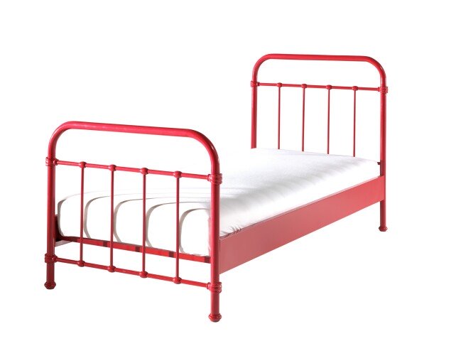 Metallbett >NEW YORK< in Rot aus Metall - 210x111x98cm (BxHxT)