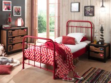 Metallbett >NEW YORK< in Rot aus Metall - 210x111x98cm (BxHxT)