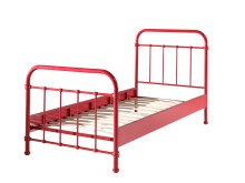 Metallbett >NEW YORK< in Rot aus Metall - 210x111x98cm (BxHxT)