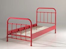 Metallbett >NEW YORK< in Rot aus Metall - 210x111x98cm (BxHxT)