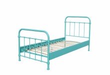 Metallbett >NEW YORK< in Türkis aus Metall - 210x111x98cm (BxHxT)