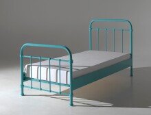 Metallbett >NEW YORK< in Türkis aus Metall - 210x111x98cm (BxHxT)