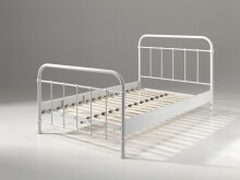 Metallbett >NEW YORK< in Weiß aus Metall - 210x111x128,5cm (BxHxT)