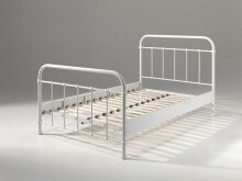 Metallbett >NEW YORK< in Weiß aus Metall - 210x111x128,5cm (BxHxT)