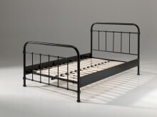Metallbett >NEW YORK< in Schwarz aus Metall - 210x111x128,5cm (BxHxT)