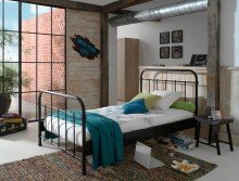 Metallbett >NEW YORK< in Schwarz aus Metall -...