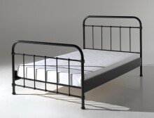 Metallbett >NEW YORK< in Schwarz aus Metall - 210x111x128,5cm (BxHxT)