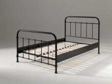 Metallbett >NEW YORK< in Schwarz aus Metall - 210x111x128,5cm (BxHxT)
