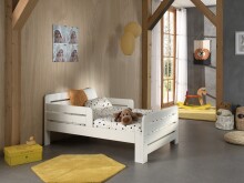Kinderbett >JUMPER< in weiß lackiert - 204x65x99,5 (BxHxT)