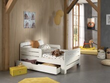 Kinderbett >JUMPER< in weiß lackiert - 204x65x99,5 (BxHxT)
