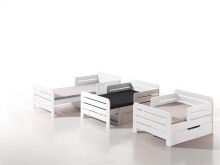 Kinderbett >JUMPER< in weiß lackiert -...