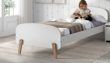 Einzelbett >KIDDY< in weiß aus Massiv Kiefer und MDF - 205,5x72,5x95cm (BxHxT)