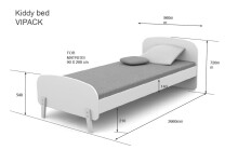 Einzelbett >KIDDY< in weiß aus Massiv Kiefer und MDF - 205,5x72,5x95cm (BxHxT)