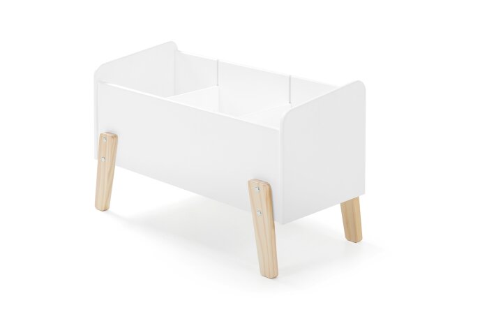 Spielzeugtruhe >KIDDY< in weiß aus Massiv Kiefer und MDF - 80x48x39cm (BxHxT)
